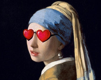 Jan Vermeer, Remixed Art, Art Print, Johannes Vermeer, Girl with a Pearl Earring, Dutch Art, Jan Vermeer Paintings, Altered Art