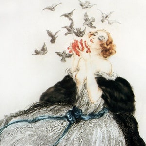 Louis Icart, Invitation,  Louis Icart Print, Print of a Painting, 1940&#39;s Artwork, 1950&#39;s Artwork, French Art Print, Bedroom Art,