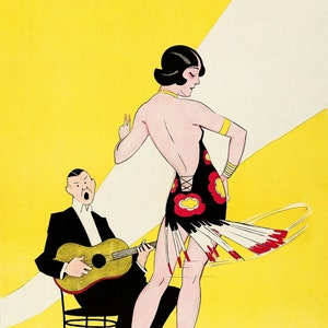 GORGEOUS, Art Deco, Flapper, Dancing Flapper, Modern Art, Leyendecker, Maximalism, Wall Art, Yellow Decor, Maximalist, Eric Rohman