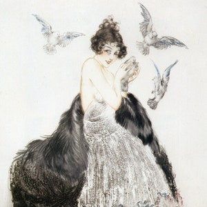 Louis Icart, Sweet Caress,  Louis Icart Print, Print of a Painting, 1940&#39;s Artwork, 1950&#39;s Artwork, French Art Print, Bedroom Art,