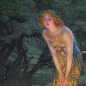 Midsummer Eve, Fairies Artwork, Fae, Fairies, Fairy Land, Fairy Print, Edward Robert Hughes, Nymph Art, Fairy Artwork,