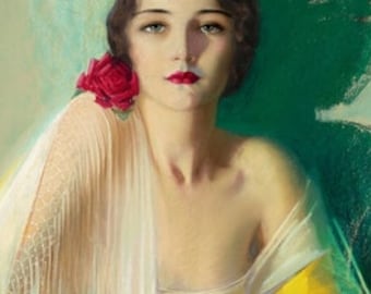 Rolf Armstrong, Gorgeous 1930’s, 1920’s, Art Deco, Great Gatsby Woman, Flapper Woman, Speakeasy, Print of a Painting,