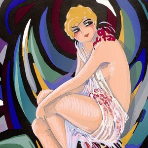 Art Deco, Art Deco Decor, Art Deco Wall Art, Art Deco Woman, Art Deco Artwork, Art Deco Print of a Painting,