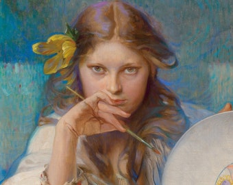 The Artist by Alphonse Mucha, Art Nouveau, Gallery Wall, Alphonse Mucha Artwork, Alphonse Mucha Wall Art,