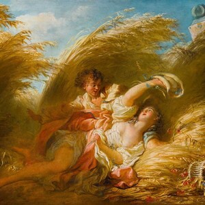 In The Wheat by Jean-Honore Fragonard, Rococo Art, French Country, Light Academia, 18th century, Marie Antoinette, French Revolution Art,