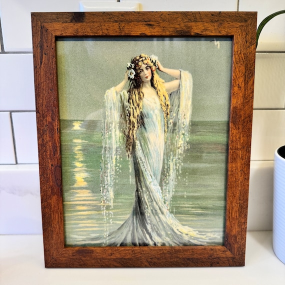 FRAMED, Art Deco, Art Nouveau, Mermaid, Sea Nymph, Vintage Decor, Water Maiden, Mermaids, Bathroom Decor, Wall Art, Home Decor, Maximalist