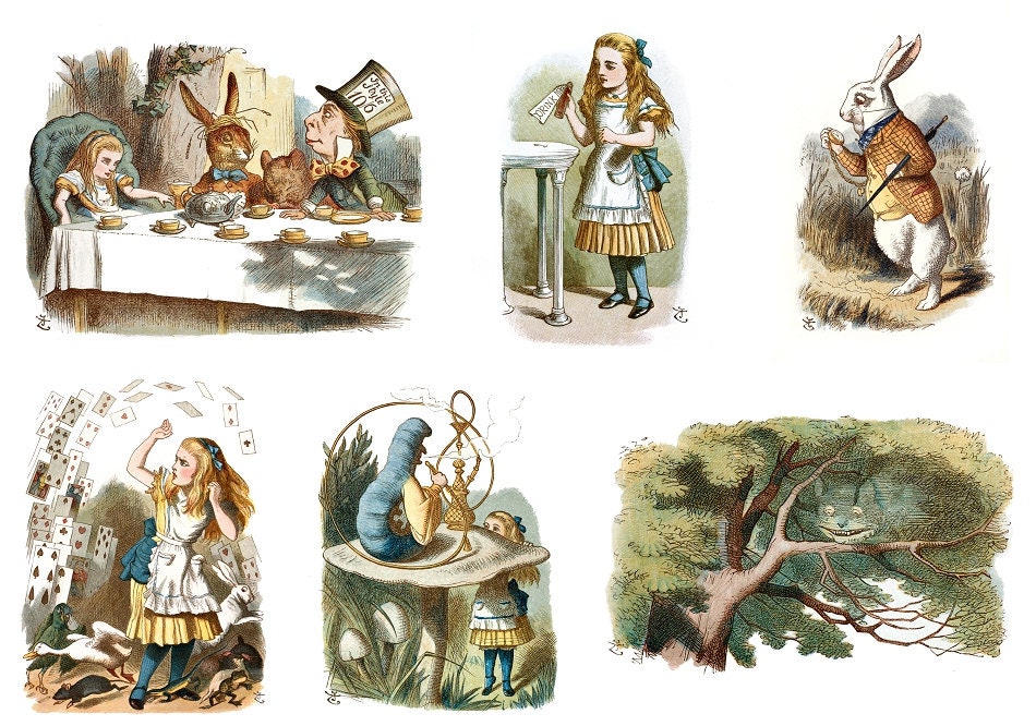 Vintage Alice in Wonderland Gallery Wall Art Print Wall | Etsy