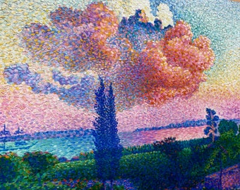 Henri Edmond Cross, The Pink Cloud, Pointillism, Art Print, Artwork, Scene, Plien Air, Scenery, Pink Art, Print of a Painting, Vintage Art