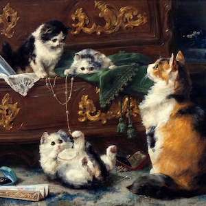 Cat Art, Cat Artwork, Cat Print, Cat Wall Art, Cat Decor, Antique Vintage Animal Print, 19th Century, Cat Resting, Henriëtte Ronner-Knip