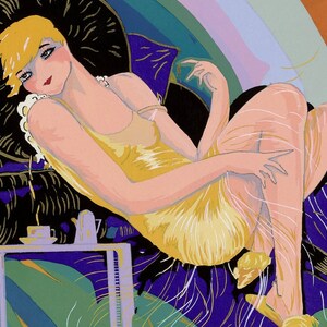 Art Deco, Art Deco Decor, Art Deco Wall Art, Art Deco Woman, Art Deco Artwork, Art Deco Print of a Painting,