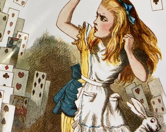 Alice in Wonderland Lewis Carroll 8x10 Print - Mad Hatter Tea-Party with Alice, the Mad Hatter, Rabbit