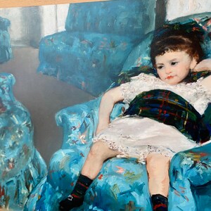 Little Girl in a Blue Armchair, Mary Cassatt, Gift for Mom, Victorian Artwork, Victorian Art Print, Victorian Art, Victorian Artwork,