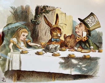 Alice in Wonderland Lewis Carroll 8x10 Print - Mad Hatter Tea-Party with Alice, the Mad Hatter, Rabbit