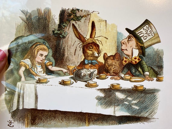 Grande Enseigne Décorative Vintage Alice Au Pays Des Merveilles - Tea Party Avec Le Chapelier Fou