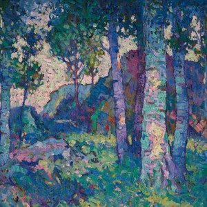 Hugh Henry Breckenridge, Landscape Art, Print of an Oil Painting, Woodland Scene, Woods, Summer Scene, Rural Art, Bright Art,