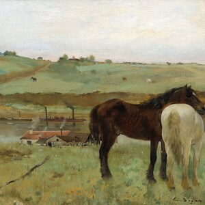 Horses in a Meadow, Edgar Degas, Horse Art, Equestrian Artwork, Degas Print, Art Print, Artwork, Print of a Painting, Vintage Art