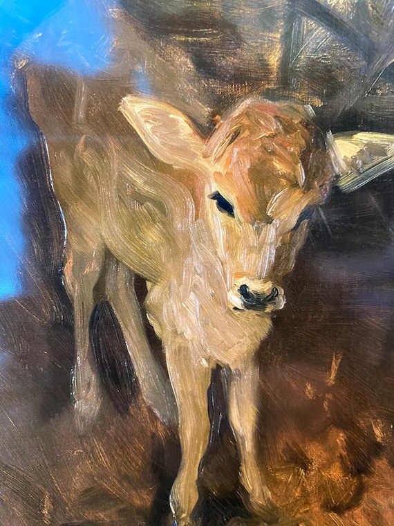 A Jersey Calf, John Singer Sargent, Cow Art, Cow Decor, Kitchen