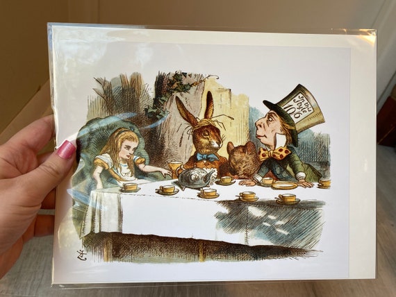 Alice in Wonderland Lewis Carroll 8x10 Print Mad Hatter Tea-party With Alice,  the Mad Hatter, Rabbit 
