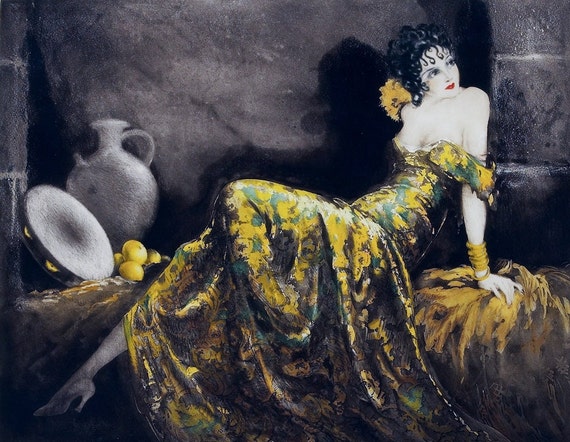 louis icart cigarette Louis Icart Beautiful 1940's / 1950's Glamorous Woman French Impressionist  Impressionism Artwork Art Home Decor Wall Art