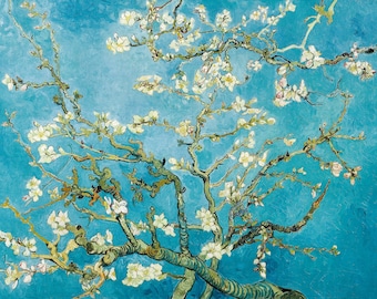 Vincent Van Gogh, Almond Blossoms, Turquoise Artwork, Art Print, Artwork, Print of a Painting, Vintage Art