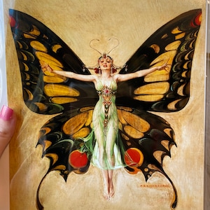 GORGEOUS, Art Deco, F.X. Leyendecker, Modern Art, Leyendecker, LIfe Magazine, Wall Art, Home Decor, Butterfly Fairy, Yellow Decor, Unique, image 2