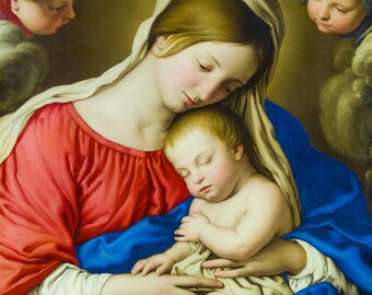 Madonna and Child, Jesus and Mary, Jesus Artwork, Catholic, Christian Art, Virgin Mary, Mother and Child, Victorian Decor, Victorian Art,