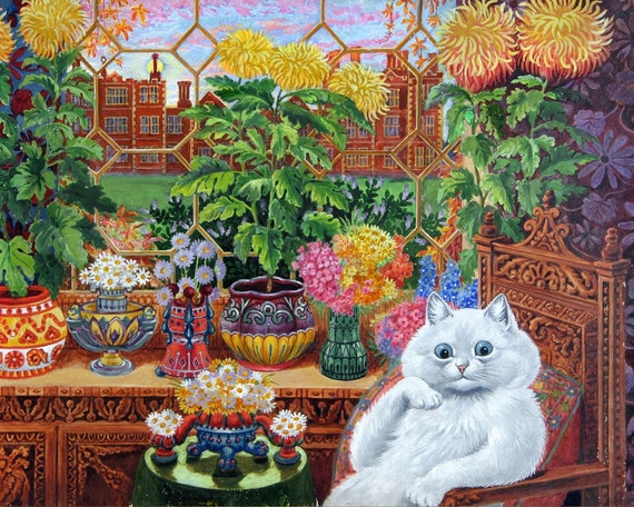 Louis Wain Country Cottage Cat Art Print