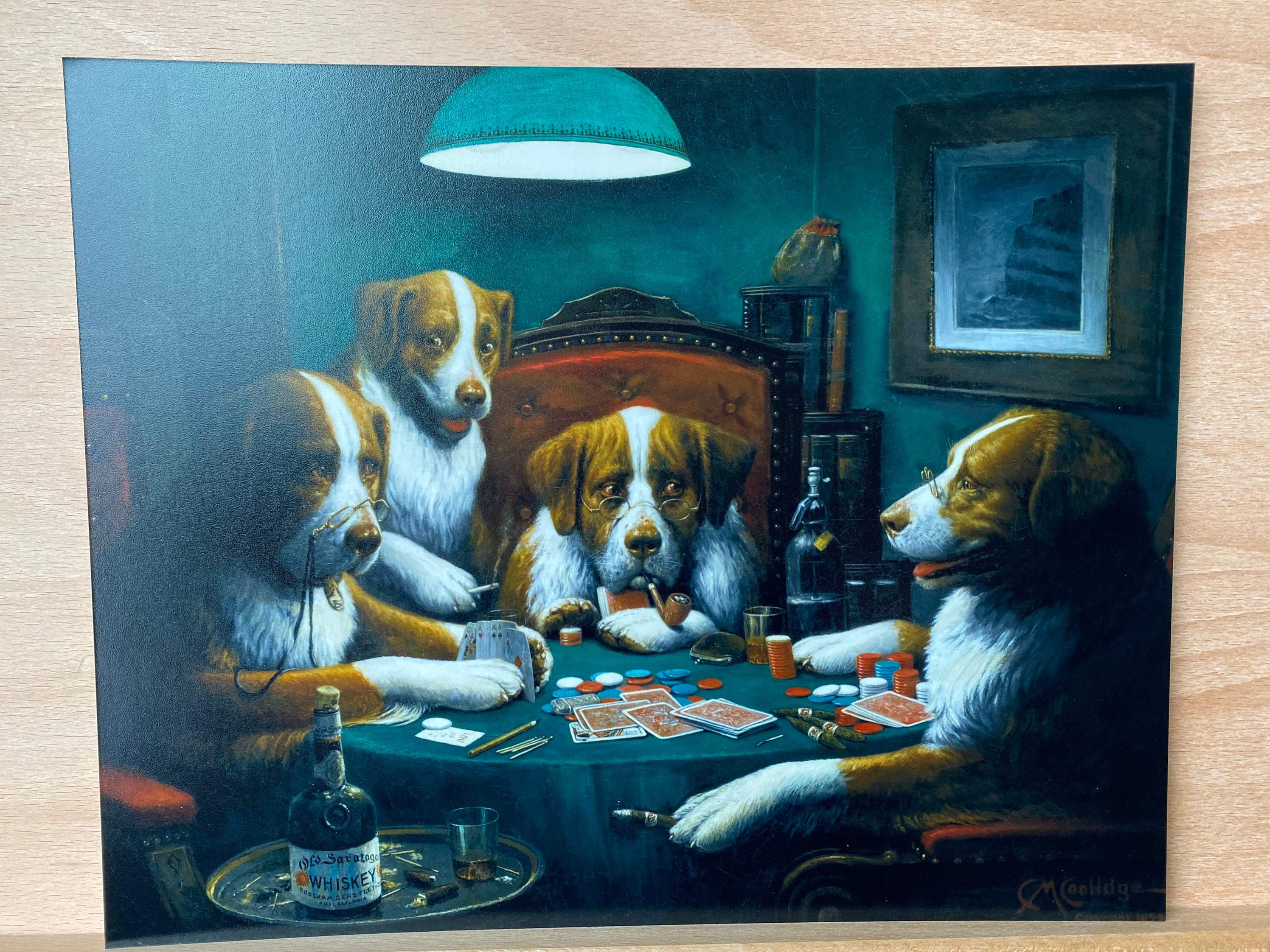 Póster De Lona De Cassius Marcellus Coolidge - Perros Jugando Al Póker (Simpatía Perros) Tamaño Único