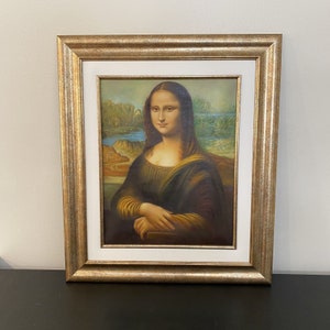Mona Lisa Original Oil Painting Portrait Canvas After Leonardo Da Vinci Framed Antique Vintage Style Artwork Frame Shipped Old Masters Art