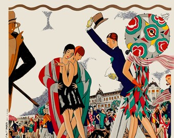 Art Deco Poster, Trouville Poster, Trouville-sur-mer Travel Poster