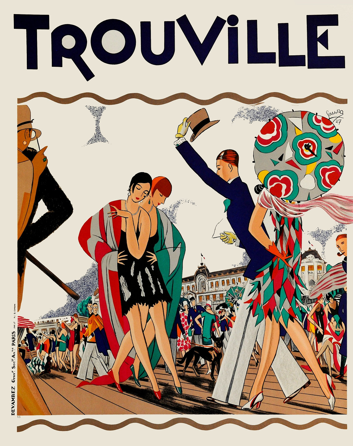 Art Deco Poster, Trouville Poster, Trouville-sur-mer Travel Poster