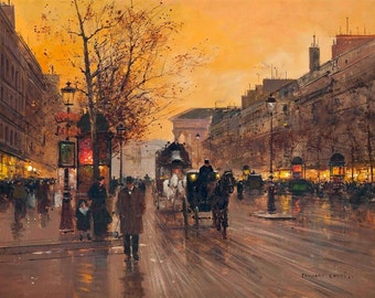 Edouard Cortes, Paris Art, Parisian Artwork, Parisian Scene, Fall Art, Fall Artwork,