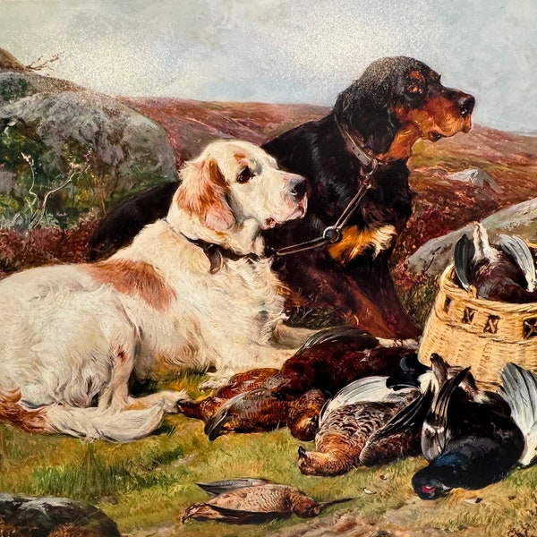 John Sargent Noble, English and Gordon Setters with the Day's Bag, Art Print, Artwork, Print of a Painting, Vintage Art, Hunting Decor,