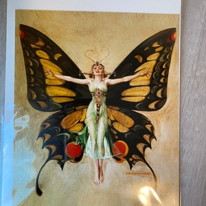 GORGEOUS, Art Deco, F.X. Leyendecker, Modern Art, Leyendecker, LIfe Magazine, Wall Art, Home Decor, Butterfly Fairy, Yellow Decor, Unique, image 4