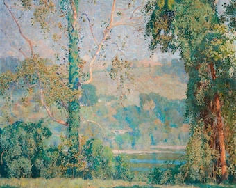 Art du paysage, Daniel Garber, Art printanier, Romantique, Impressionniste, Scène printanière, Art rural, Art de ferme, Décoration agricole, Paysage,