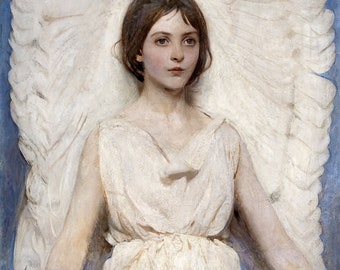 Angel Art Print, Angel Artwork, Angel Print of a Painting, Vintage Angel Art, Angels, Christian Art, Catholic Art,