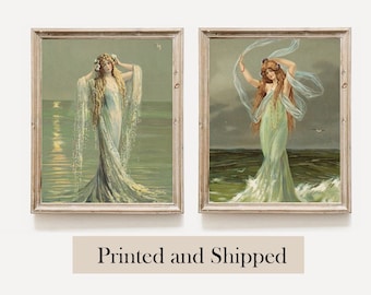 Art Nouveau, Vintage, Mermaid, Water Maiden, 1910's, 1920's, Art Deco, Gallery Wall, Art Print, Wall Art, Home Decor, Print Set,