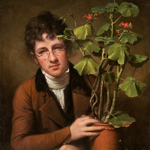 Victorian Art, Rembrandt Peale, Rubens Peale with a Geranium, Art Print, Botany Art, Botanist Art, Dark Academia, Academia, Victorian Man,