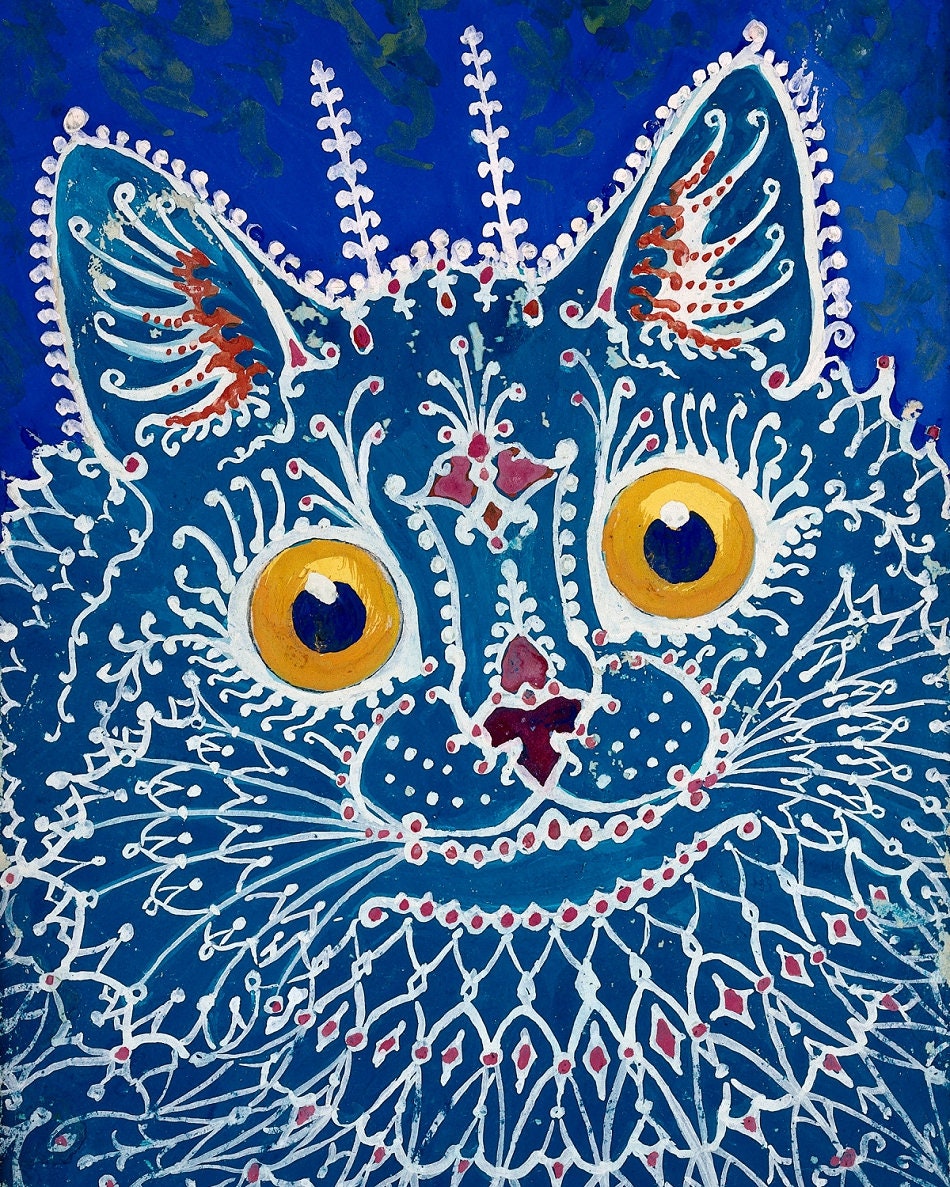Decorative Cat Art Print by Louis Wain - Pixels Merch