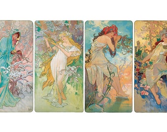 Art Nouveau Style Fine Art Print by Alphonse Mucha of a Beautiful Woman Seasons Series Summer Winter Fall Spring