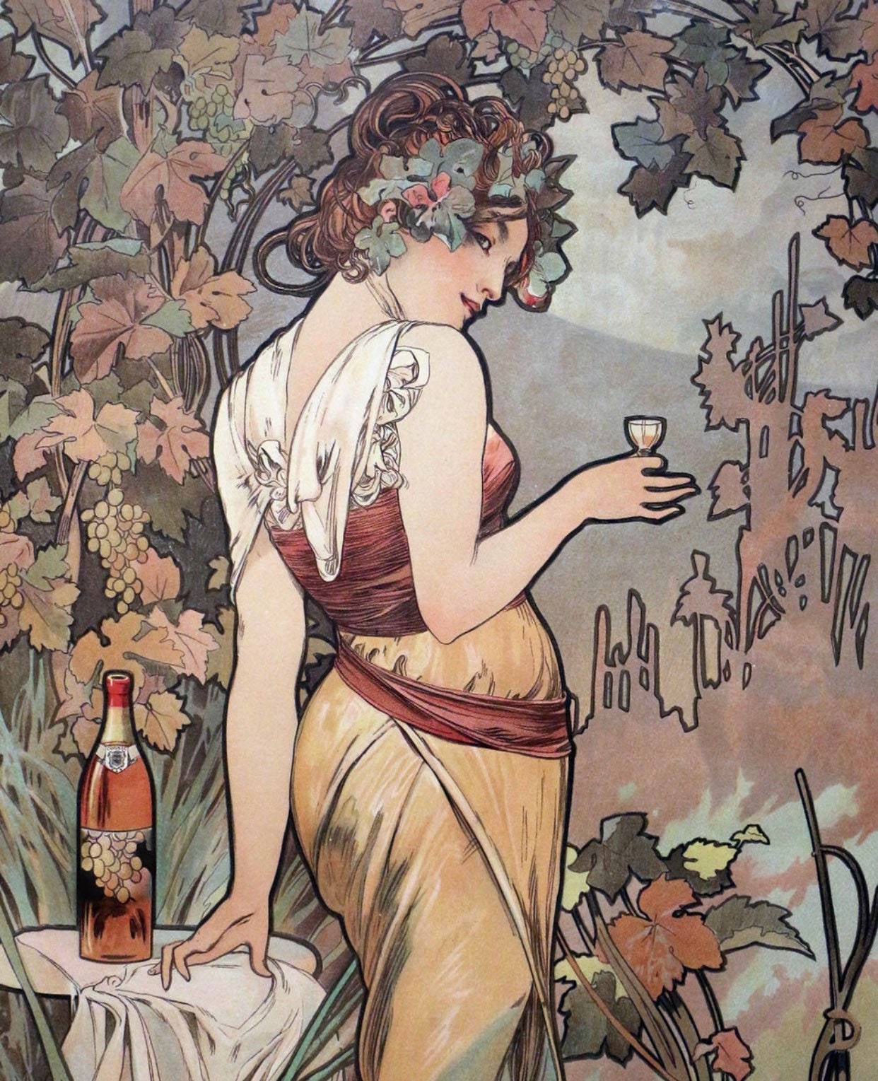 Art Nouveau Style Fine Art Print by Alphonse Mucha of a Beautiful