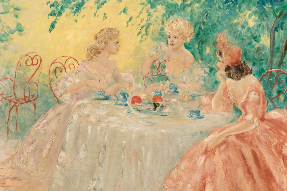 Louis Icart, 1930's, Large, Art Print, Pink Wall Art, Unique Art