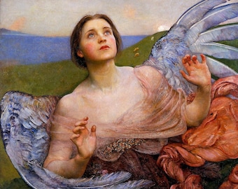 Angel Art Print, Angel Artwork, Angel Print of a Painting, Vintage Angel Art, Angels, Christian Art, Catholic Art,