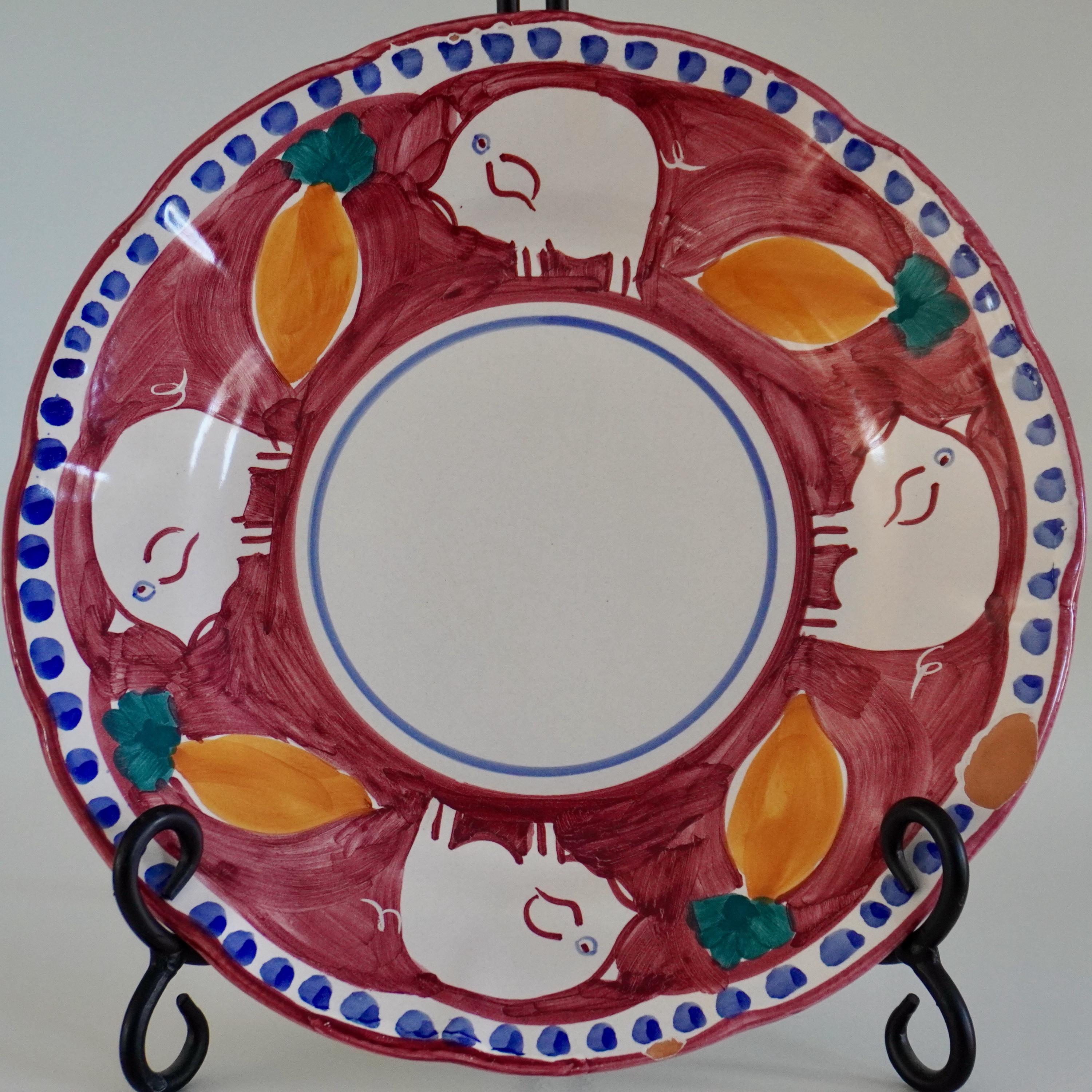 VIETRI Campagna Porco Earthenware Dinner Plate Handmade Terra Cotta Handmade Italian Pottery