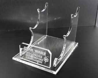 Lightsaber Display Stand - custom engraved - 3 level, 3 tier, vader,yoda,luke,obi-wan, acrylic,light saber stand,Next Day shipping