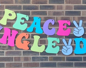 Peace Out Single Digits 10th Birthday Banner | Tie Dye Themed Peace Banner | Milestone Birthday Banner | Handmade Birthday Party Banner |