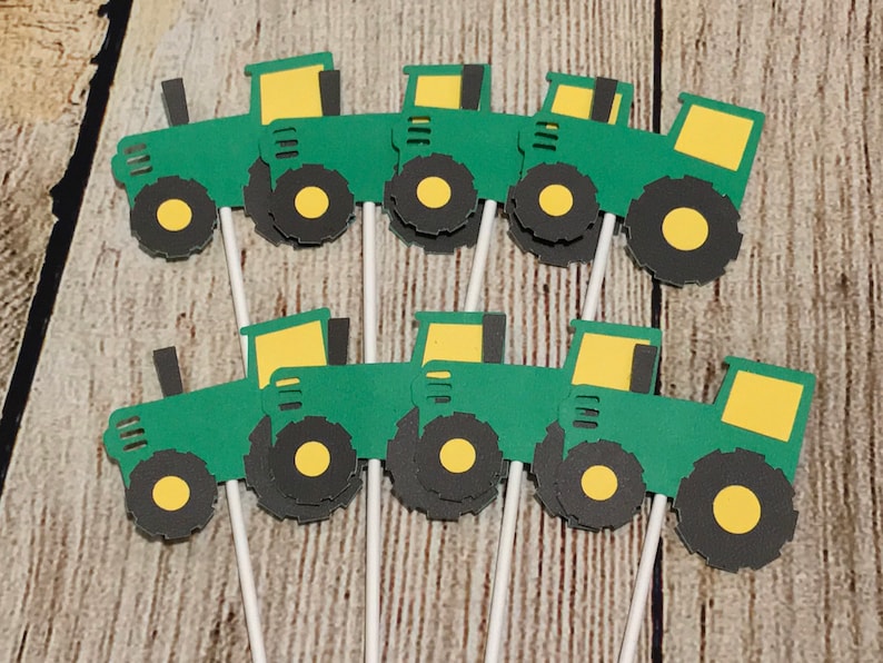 John Deere Birthday Tractor Customizable Cupcake Topper | Etsy