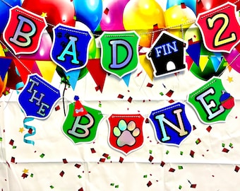 Bad 2 the Bone Dog Birthday Banner | Dog Birthday Party Decoration | Dog House Party Banner | 2nd Birthday Banner | Custom Party Supplies