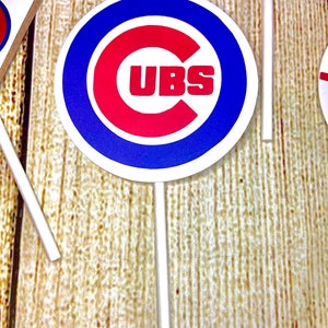 Chicago Cubs Baseball Cupcake Toppers Fly the W Party Birthday Party ...
