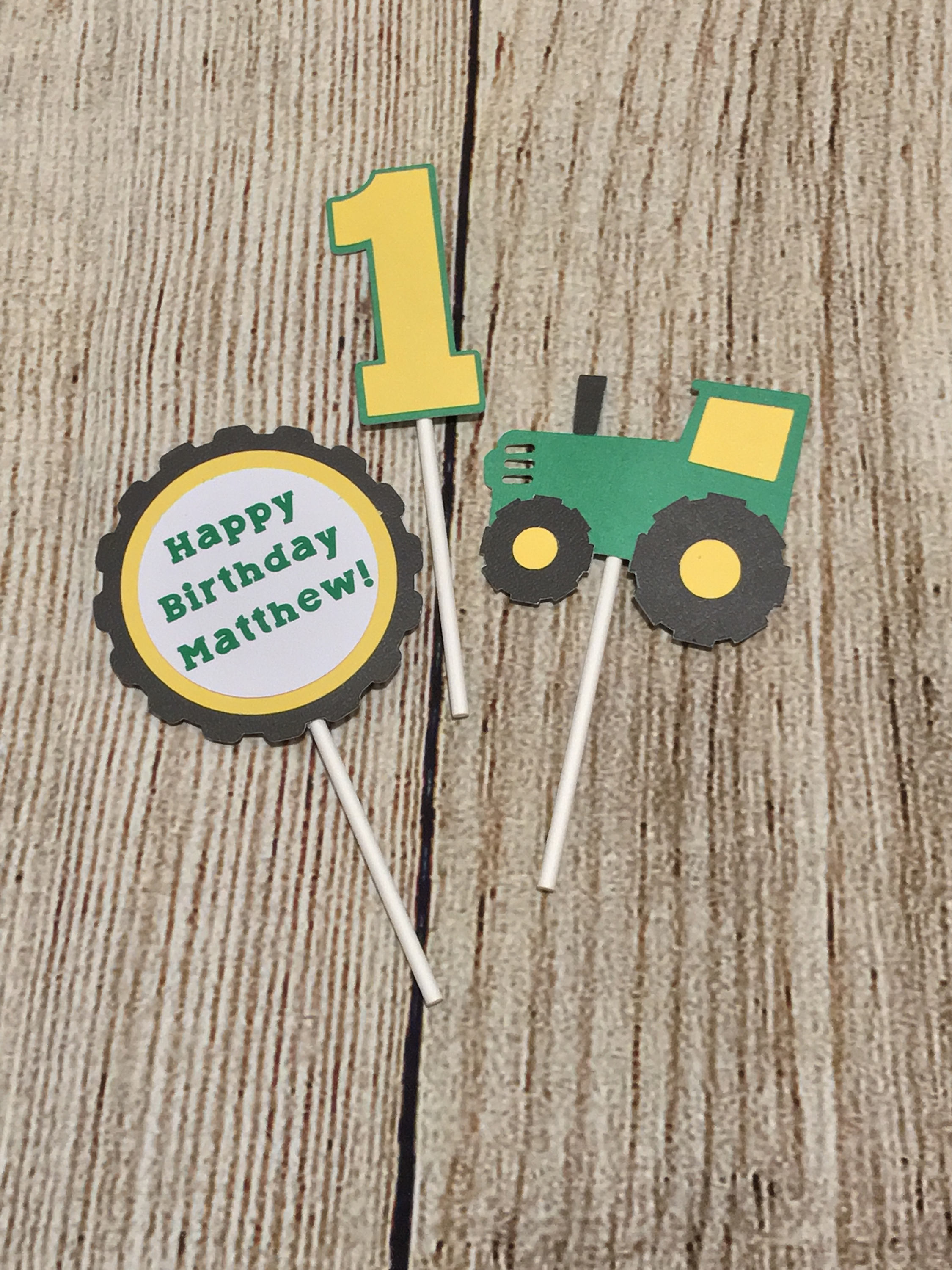 John Deere Birthday Tractor Customizable Cupcake Topper | Etsy
